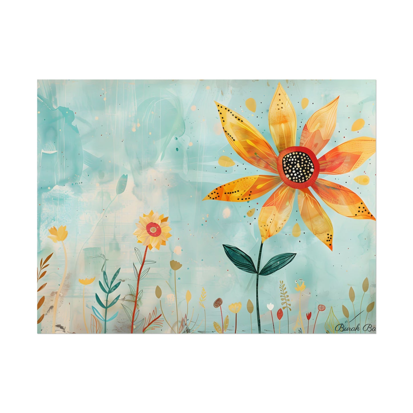 Blooming Growth: Whimsical Flower with Mindset Message Art - Poster