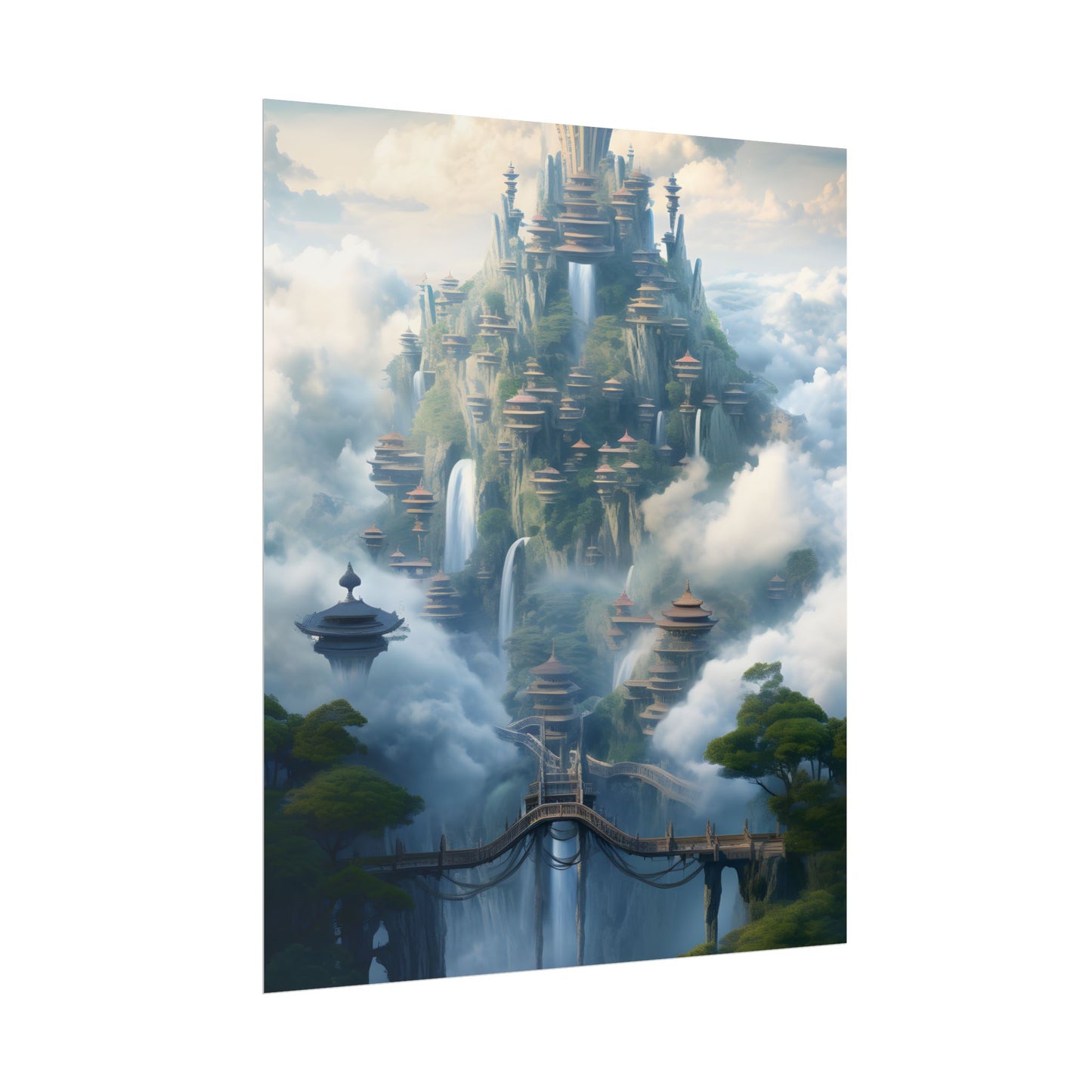 Surreal Floating City: Celestial Fantasy Realm Artwork - Poster