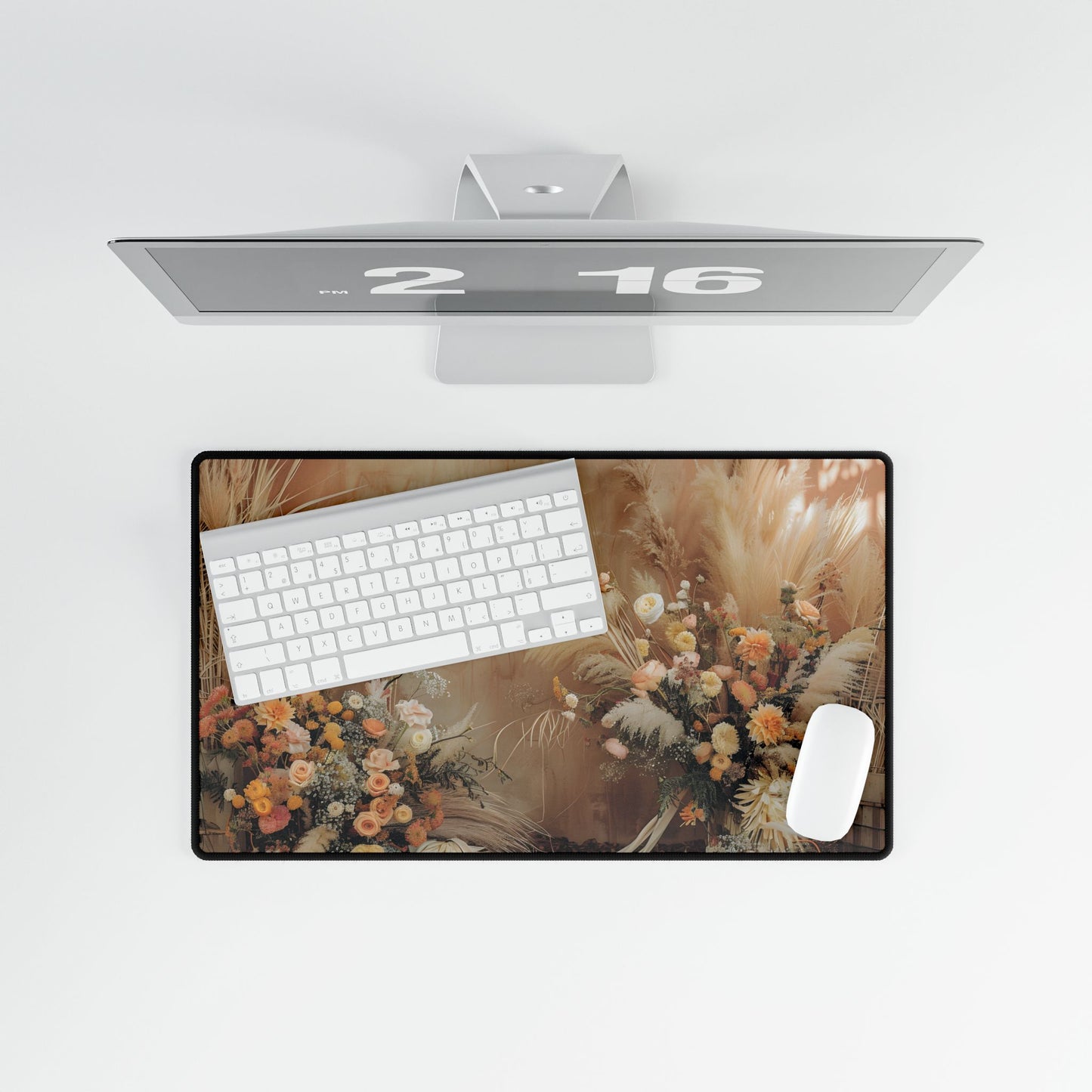Whimsical Floral Pampas Find: Explore Calming Artwork - Desk Mat