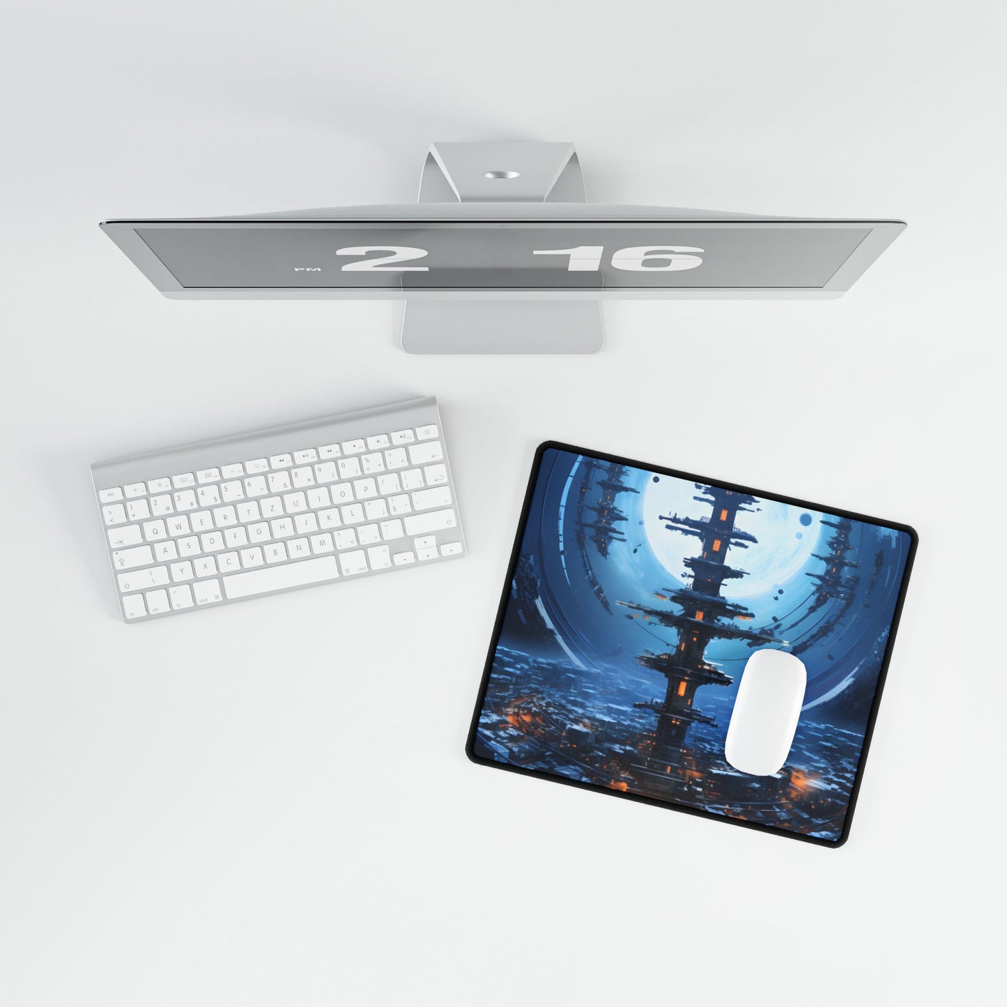 Aetherial Space Station: Low Earth Orbit Digital Art - Desk Mat