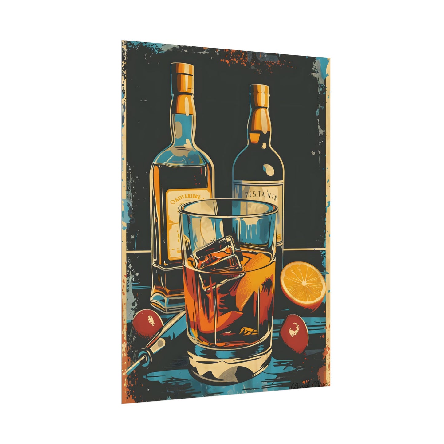 Vintage Cocktail Hour: Old-Fashioned Glass Artwork - Poster