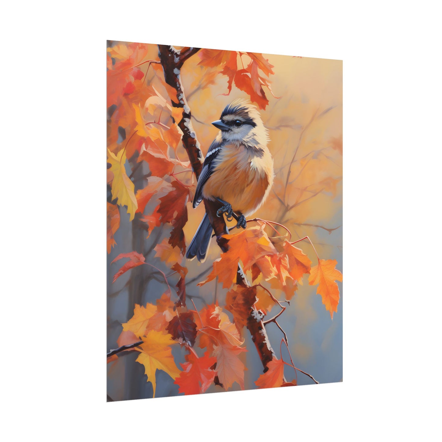 Vibrant Oak Branch: Oil Painting in Nature - Poster