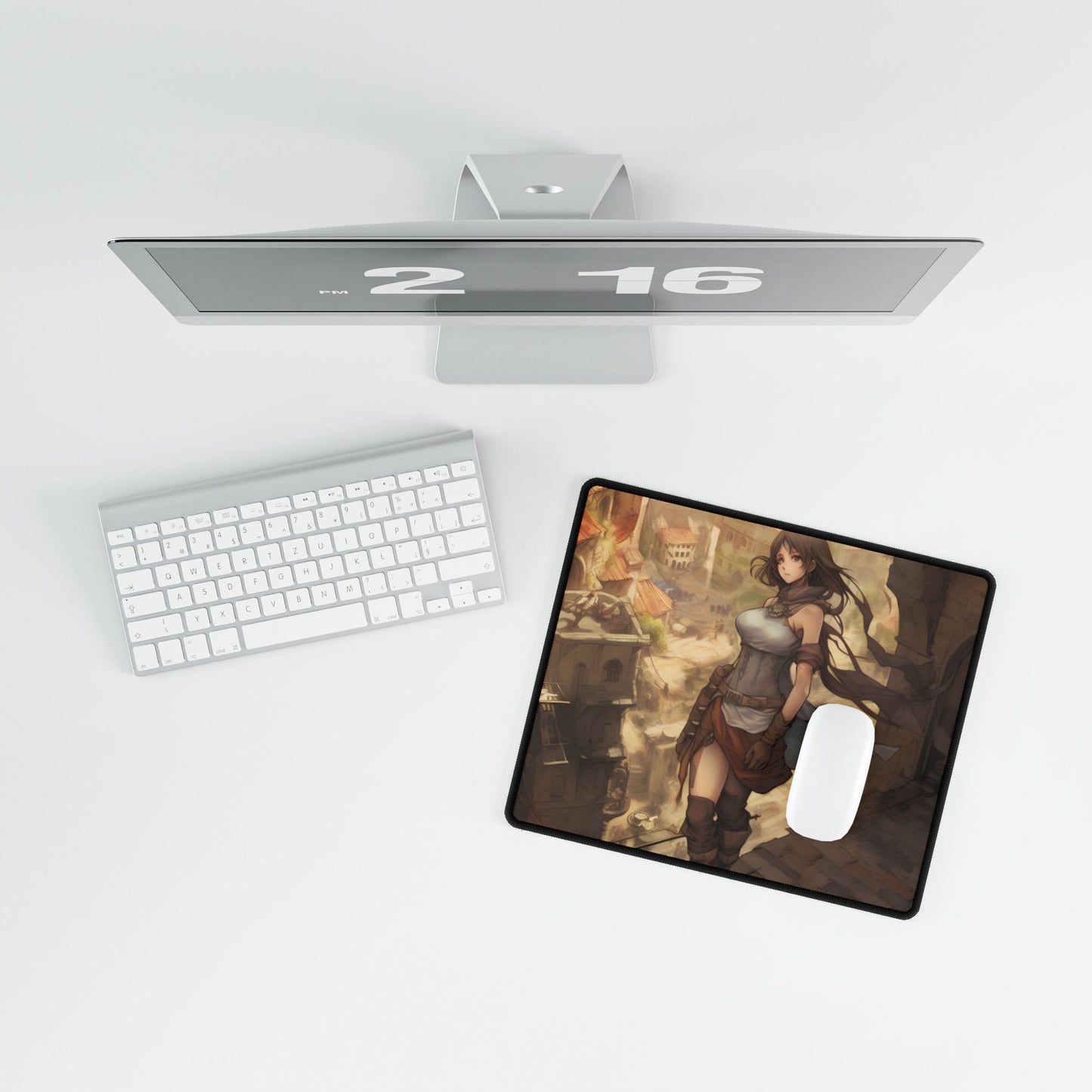 Anime Landscape Serenity: Peaceful Tree Scene Artwork - Desk Mat