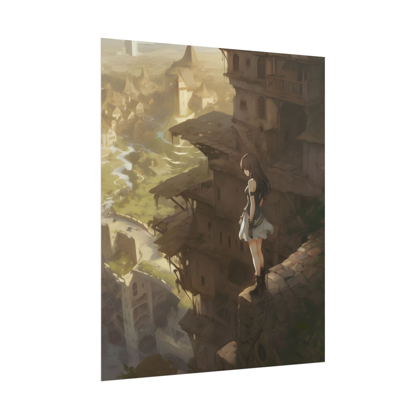 Anime Bird in Flight: Feathered Friend Soaring Through Air - Poster