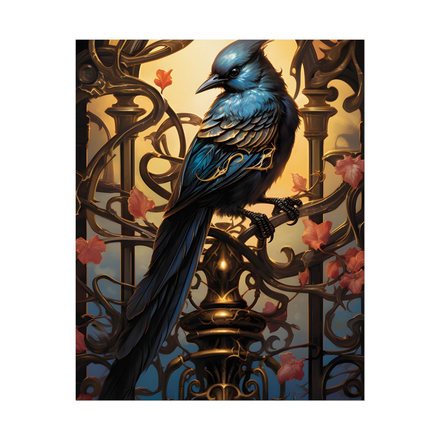 Songbird Guardian: Intense Portrait Digital Art - Poster