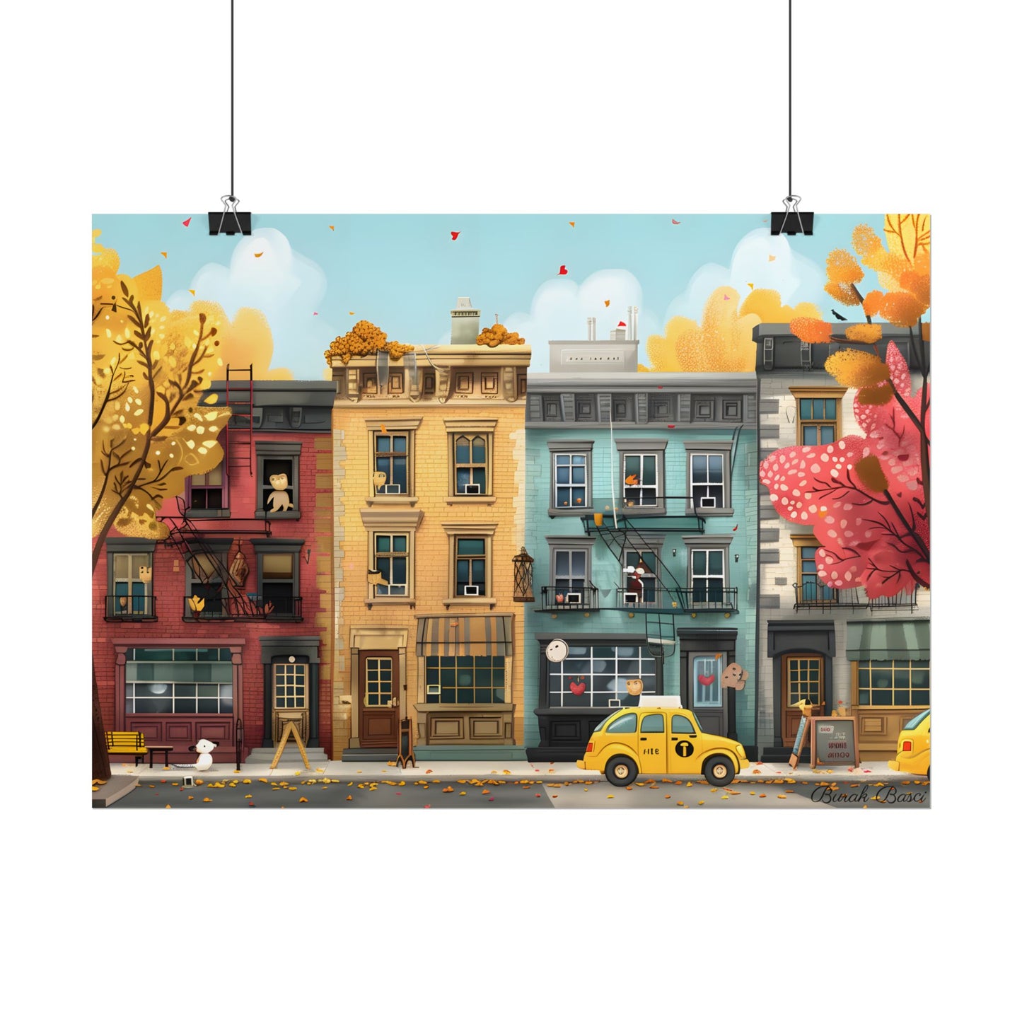 Whimsical Wonder: Playful Yellow Building Illustration - Poster