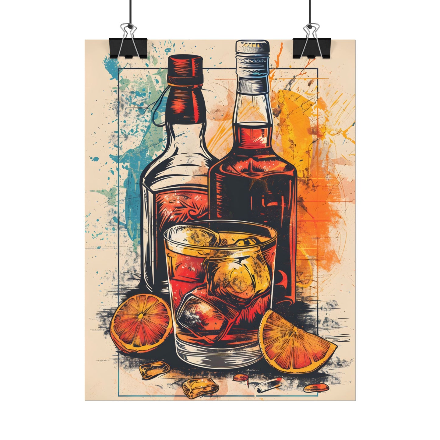 Vintage Cocktail Hour: Old-Fashioned Glass Art Poster - Poster