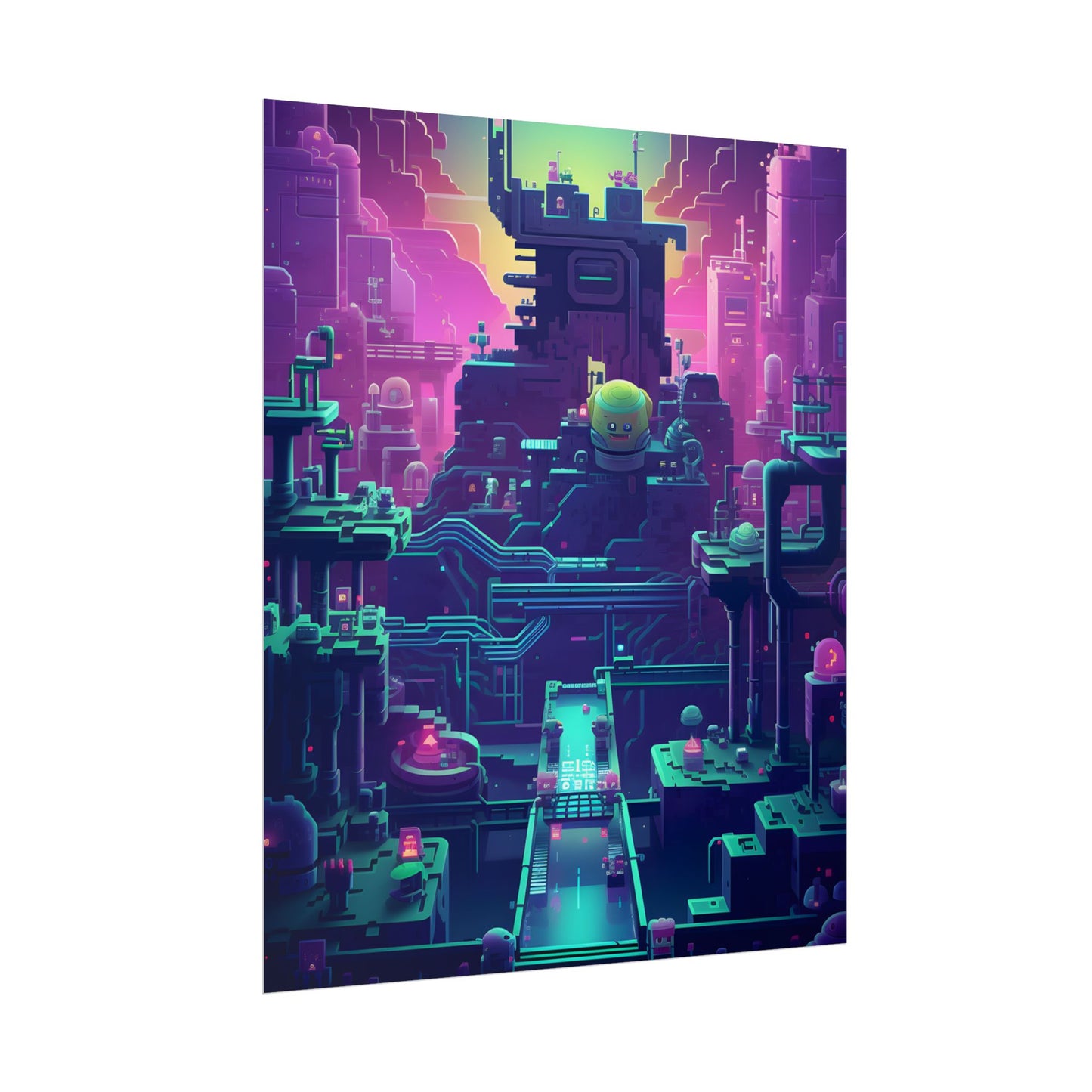 Vibrant Cyber-Pets: Gamified Pixelated Digital Art - Poster