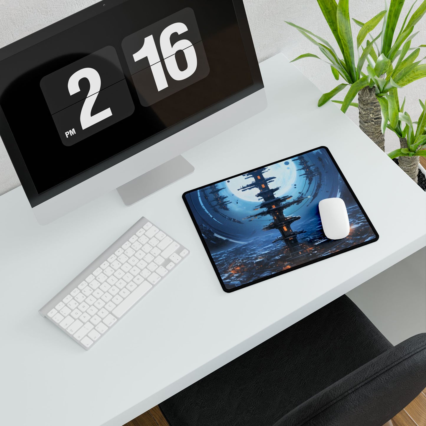Aetherial Space Station: Low Earth Orbit Digital Art - Desk Mat