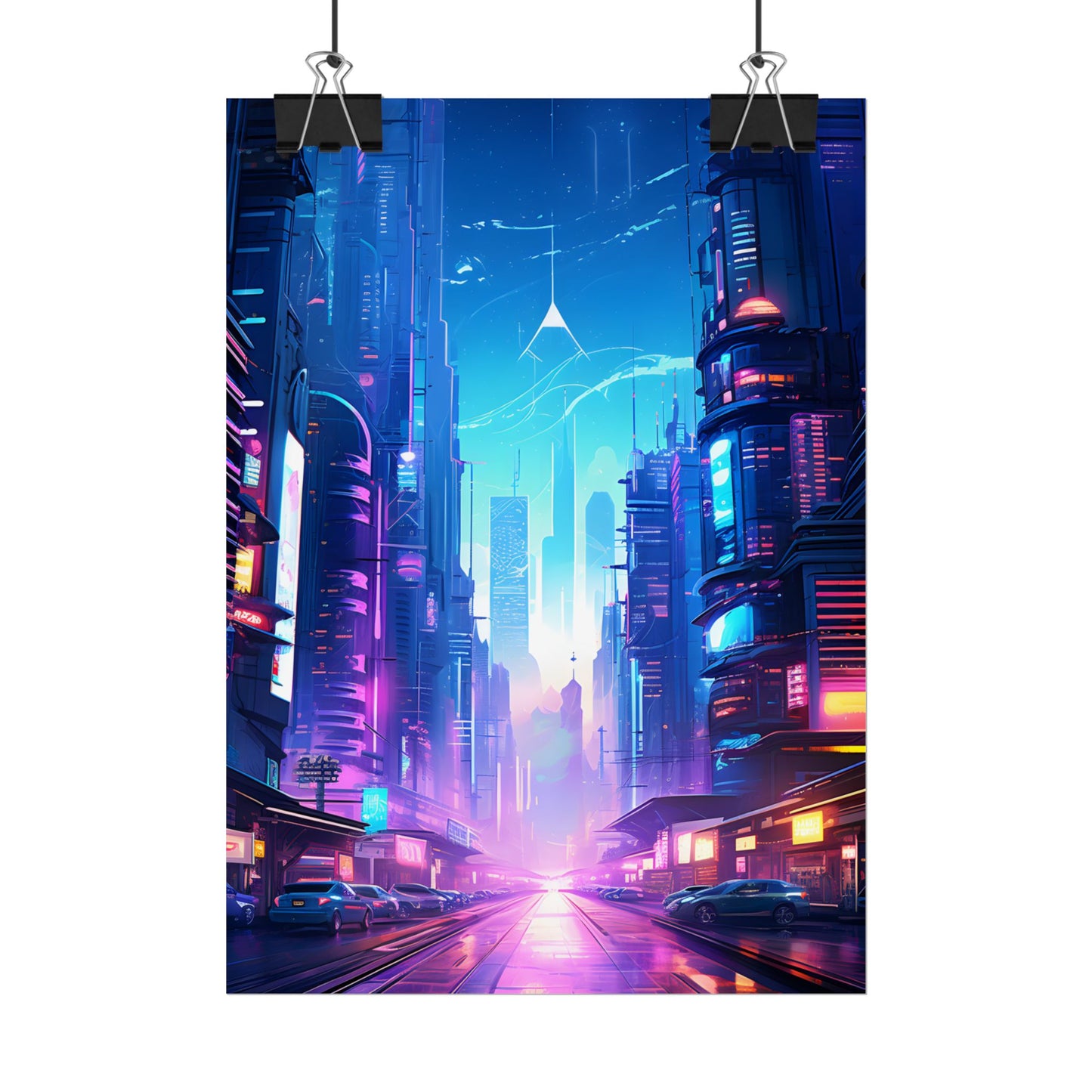 Futuristic Cityscape: Cyberpunk Dystopia Digital Artwork - Poster