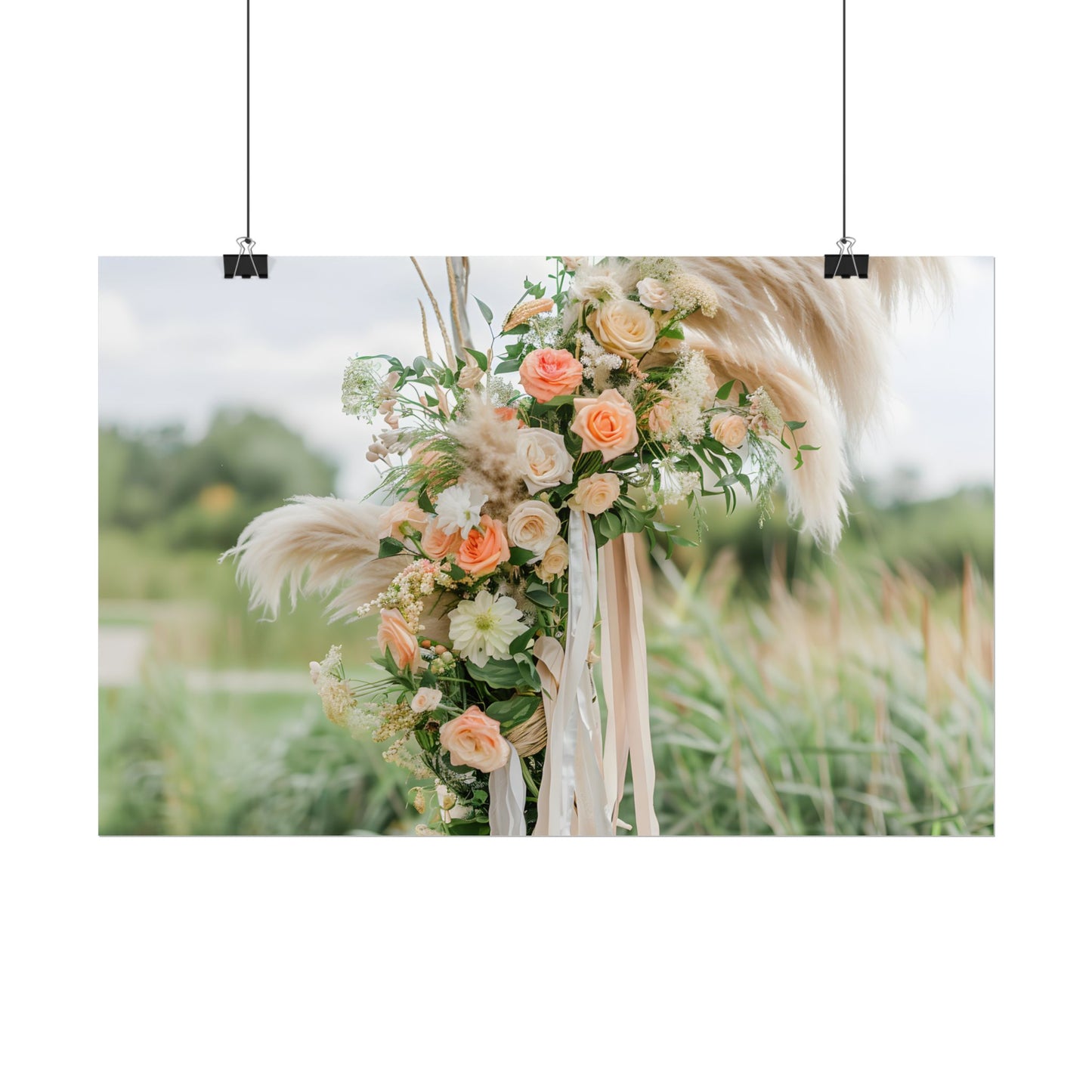 Whimsical Floral Wonders: Vibrant Pampas Garden Art - Poster
