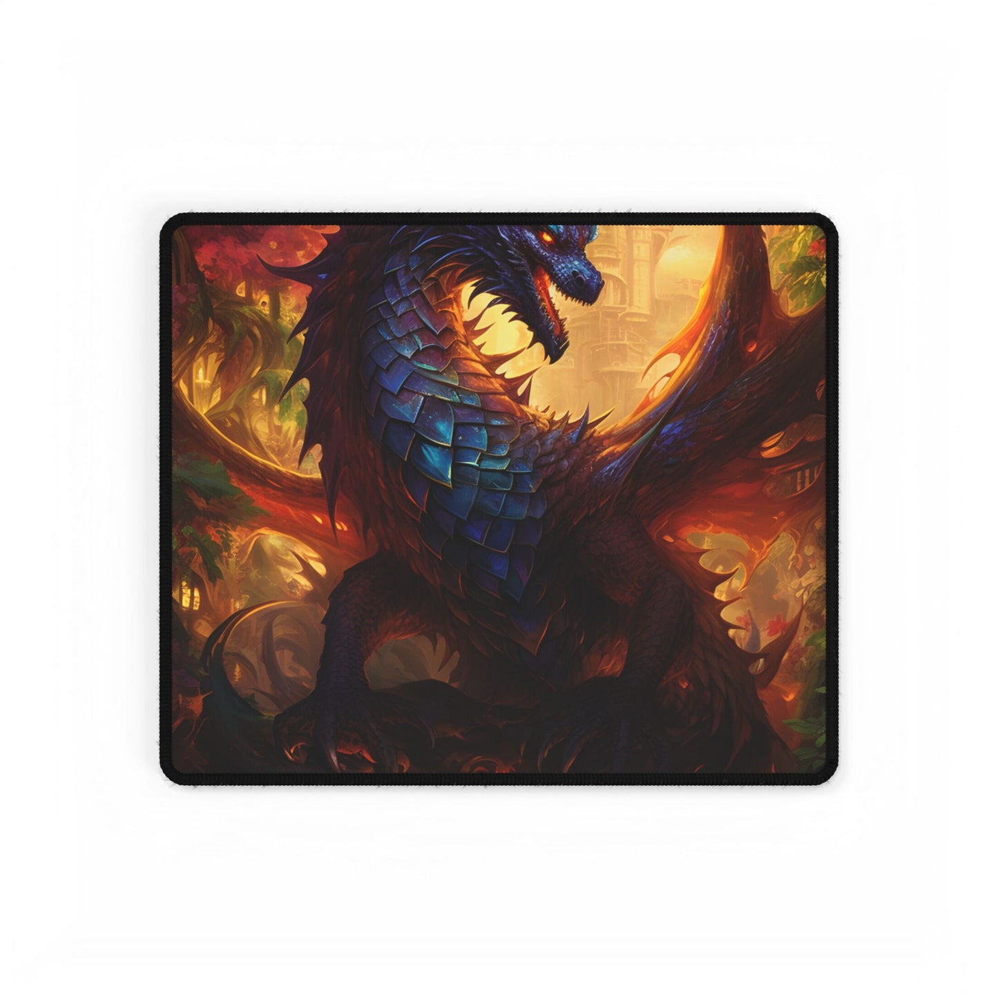 Majestic Dragon Guardian: Fantasy Landscape Art - Desk Mat