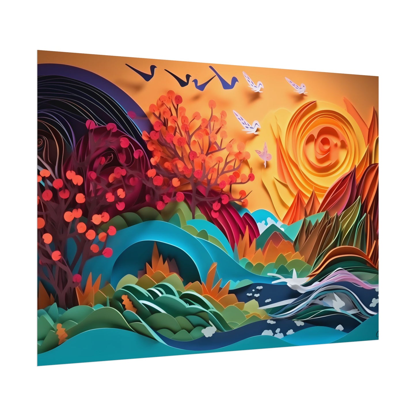 Magical Brown Flower: Quilled Paper Art - Poster
