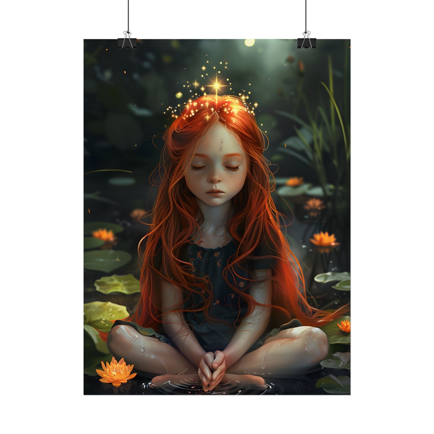 Vibrant Young Girl: Sparkling Red Hair Artwork - Poster