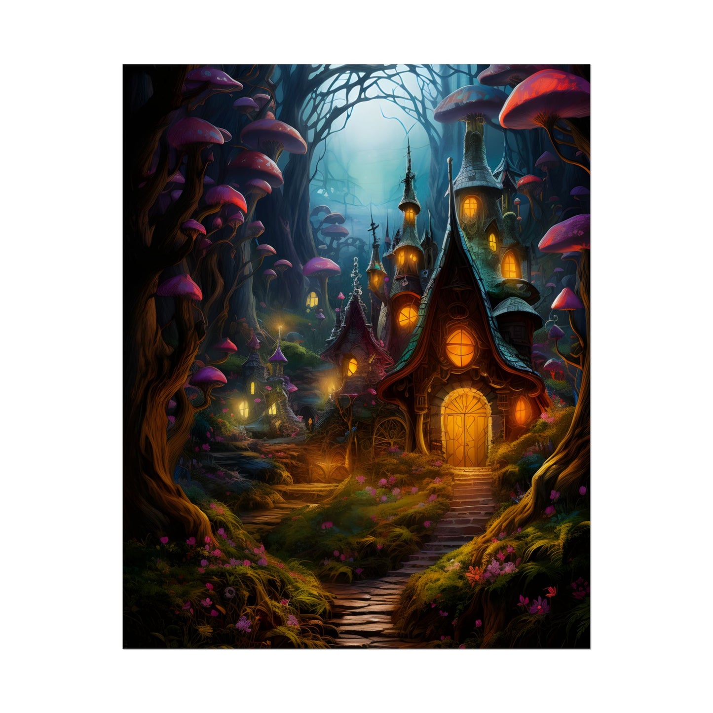 Enchanted Forest Boy: Whimsical Fairy Tale Scene - Poster