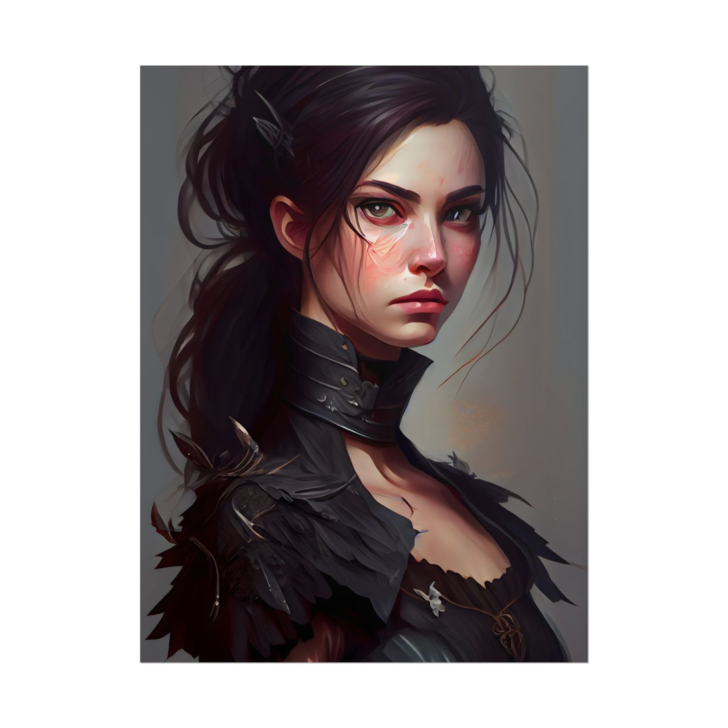 Artistic Female Portrait: Elegant Dress Digital Artwork - Poster