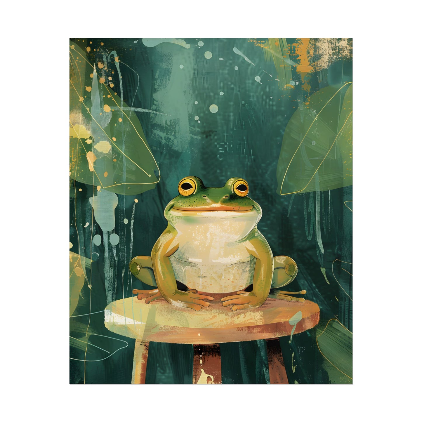 Whimsical Frog Cartoon: Colorful Ta Illustration - Poster
