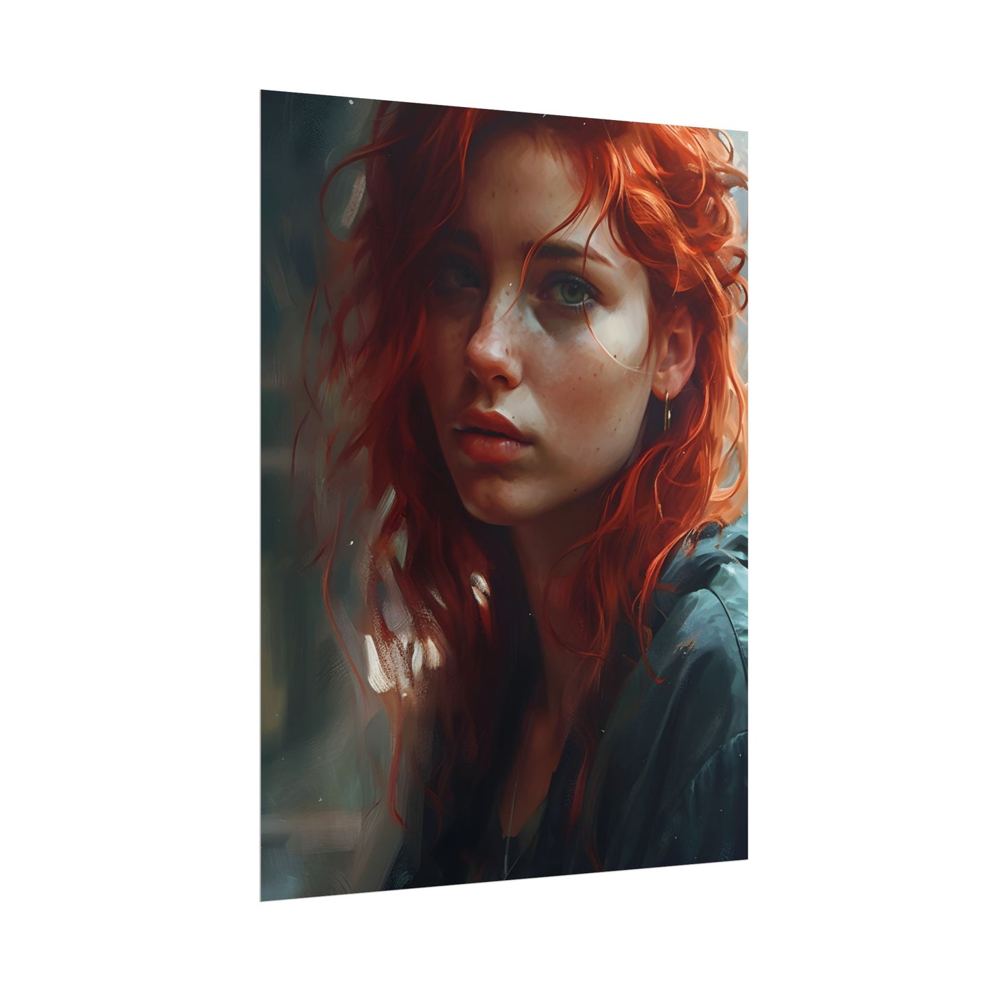 Astonishing Redhead Portrait: Realistic Artwork - Poster