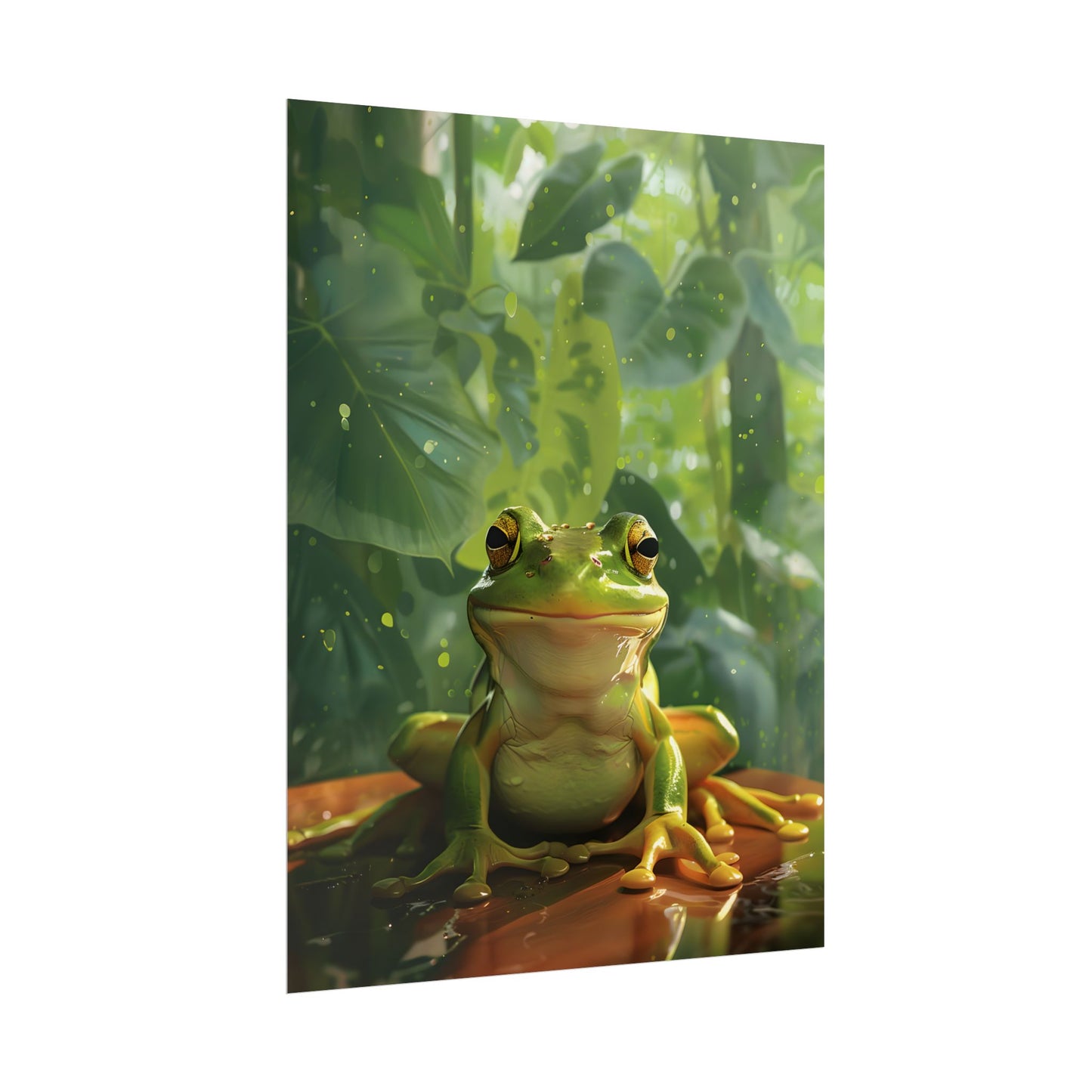 Whimsical Frog Oasis: A Peaceful Lily Pad Scene - Poster