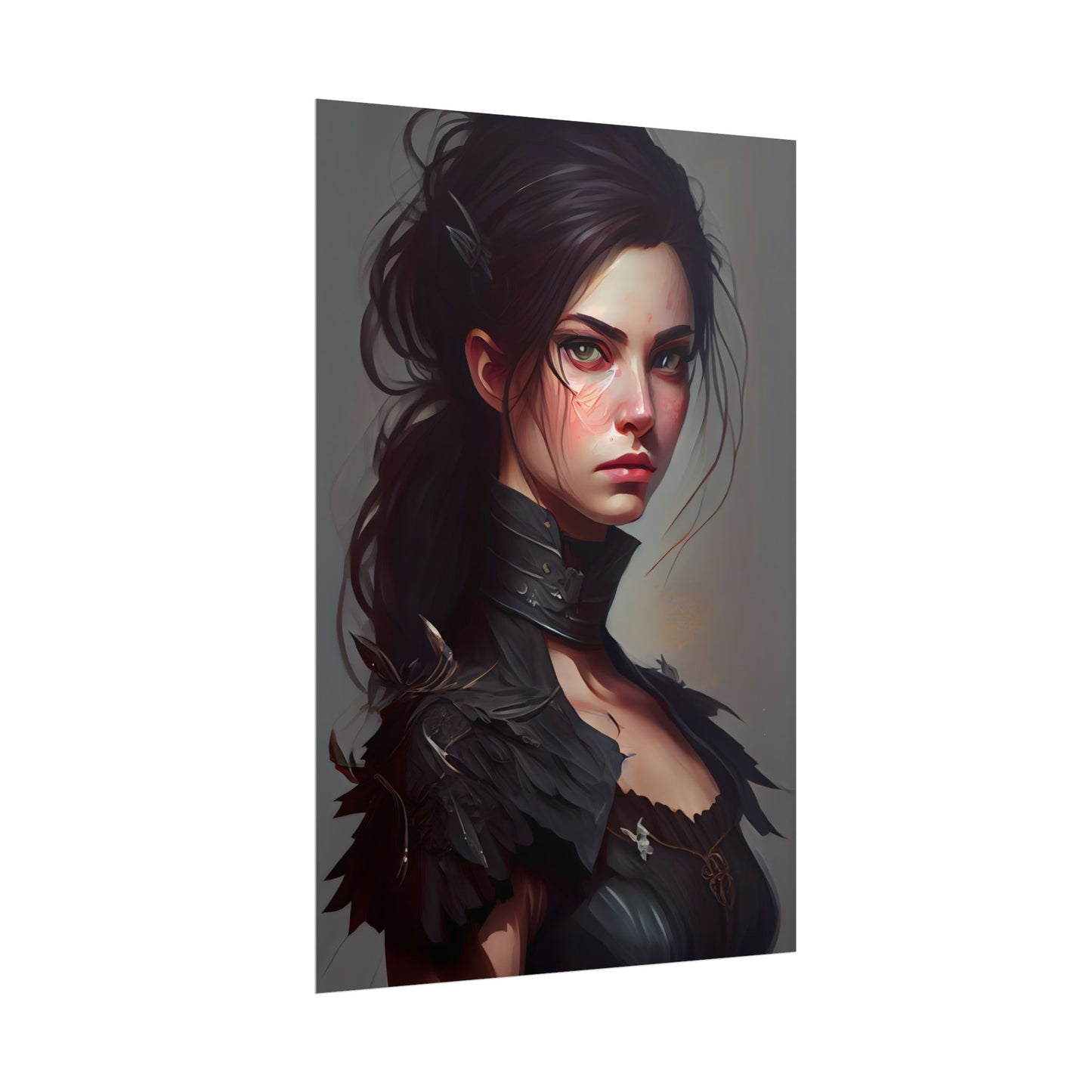 Artistic Female Portrait: Elegant Dress Digital Artwork - Poster