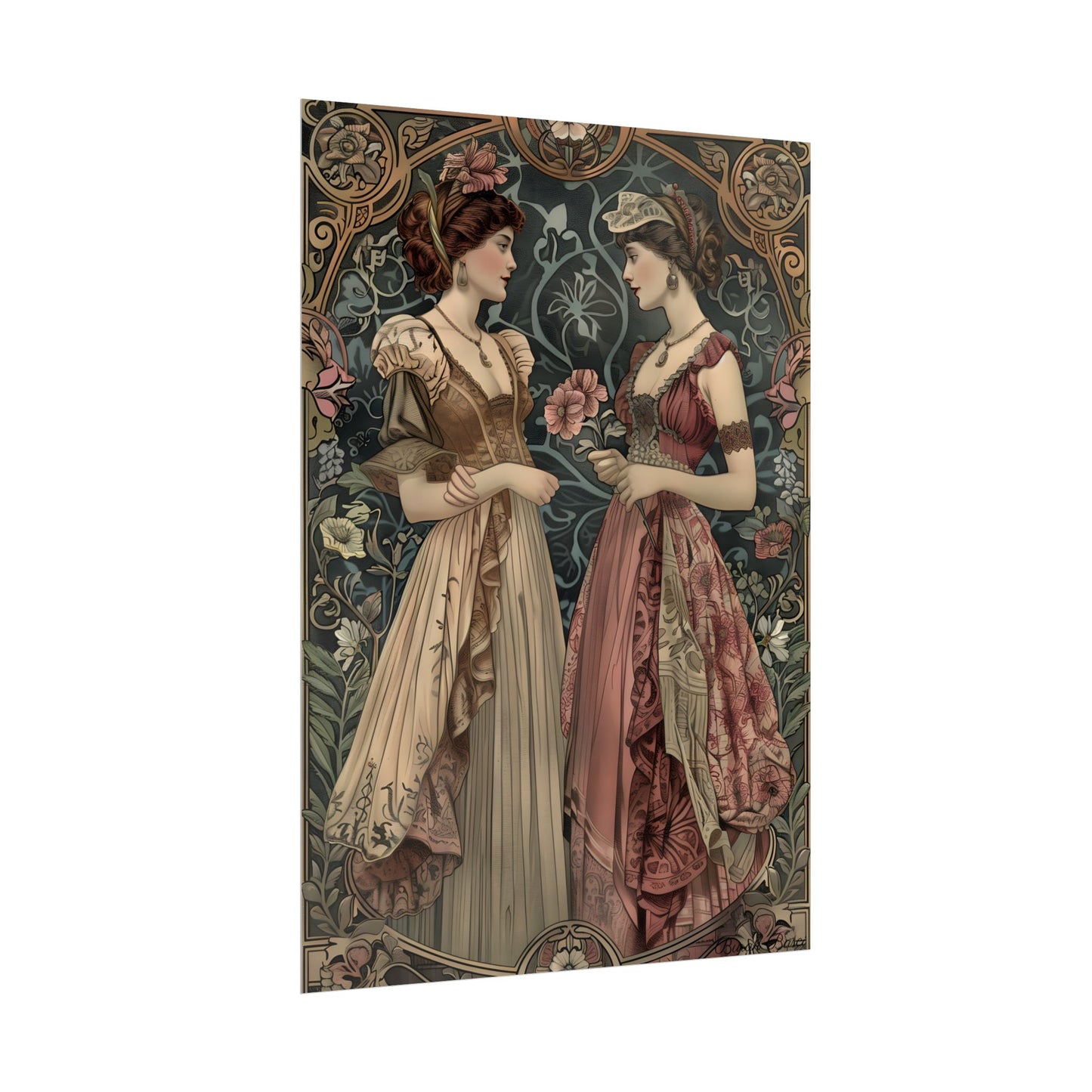 Women in Ornate Attire: Formal Primrose Ceremony - Poster
