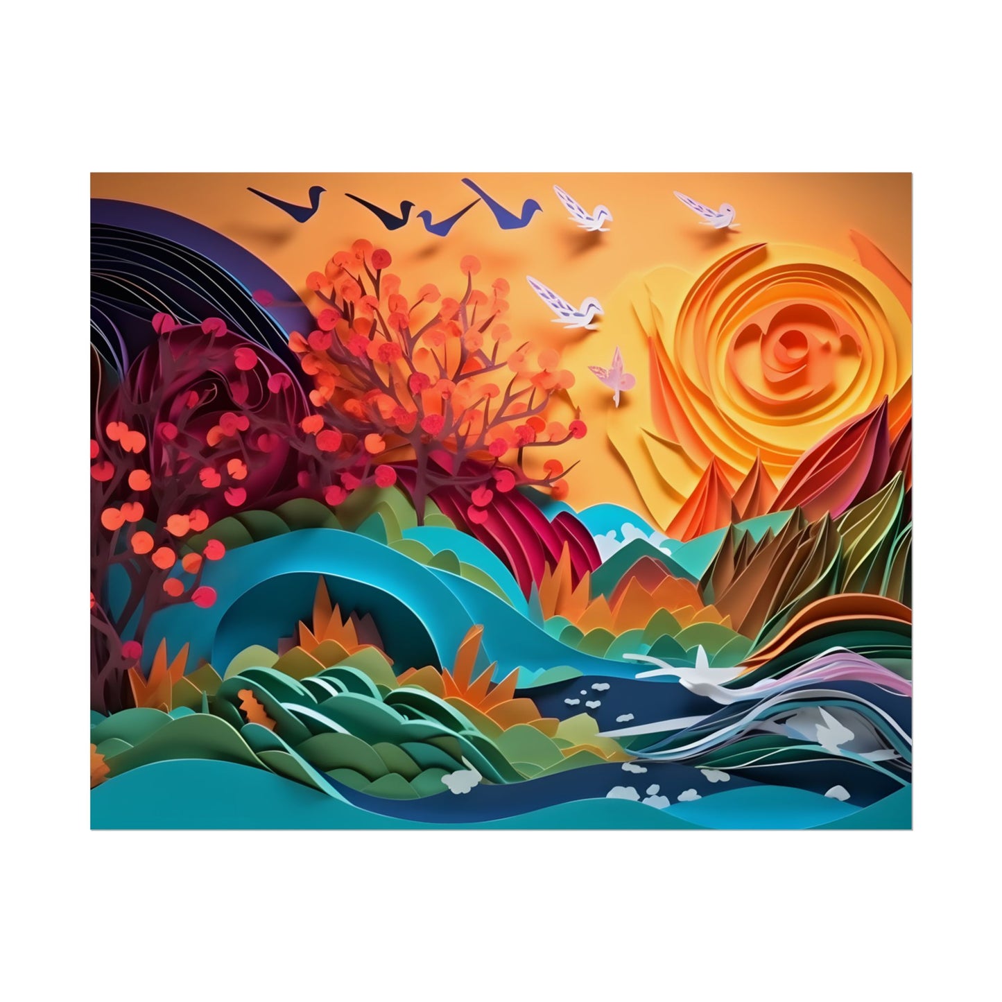 Magical Brown Flower: Quilled Paper Art - Poster