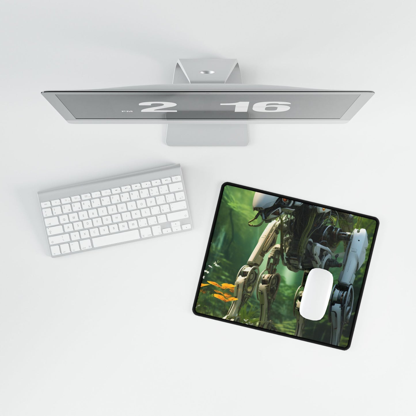 Robotic Wildlife Sanctuary: AI-Operated Oasis - Desk Mat