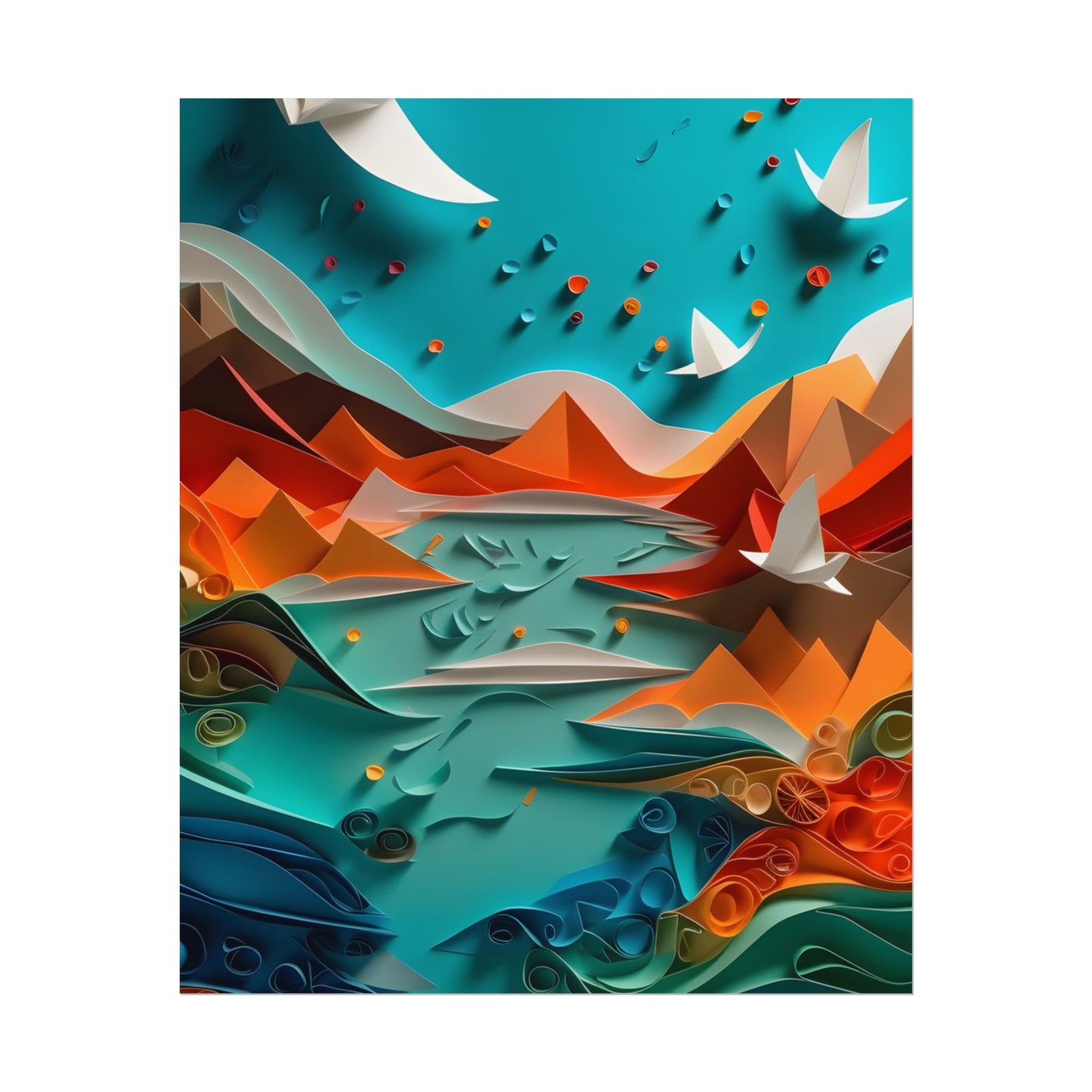 Abstract Geometric Art: Colorful Shapes in Harmony - Poster