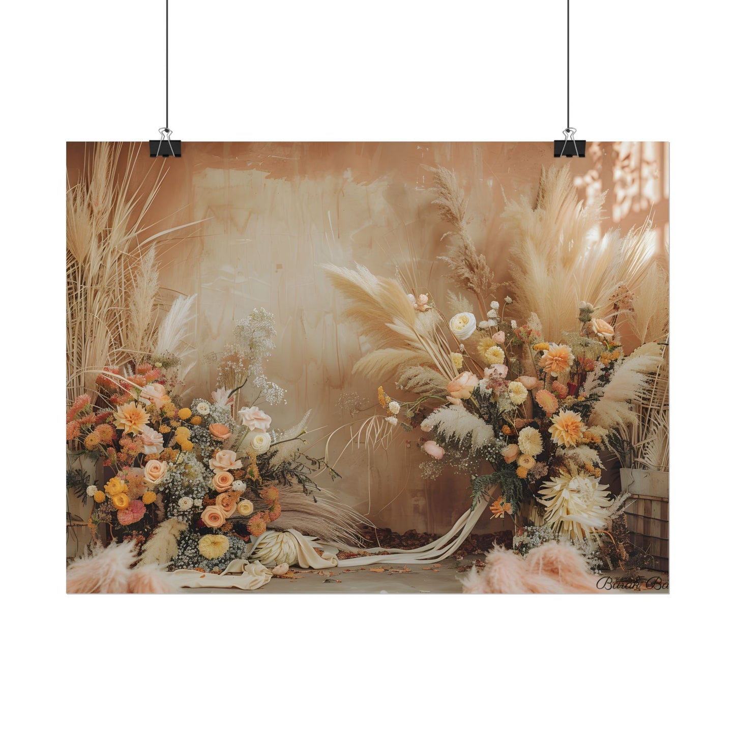 Whimsical Floral Pampas Find: Explore Calming Artwork - Poster
