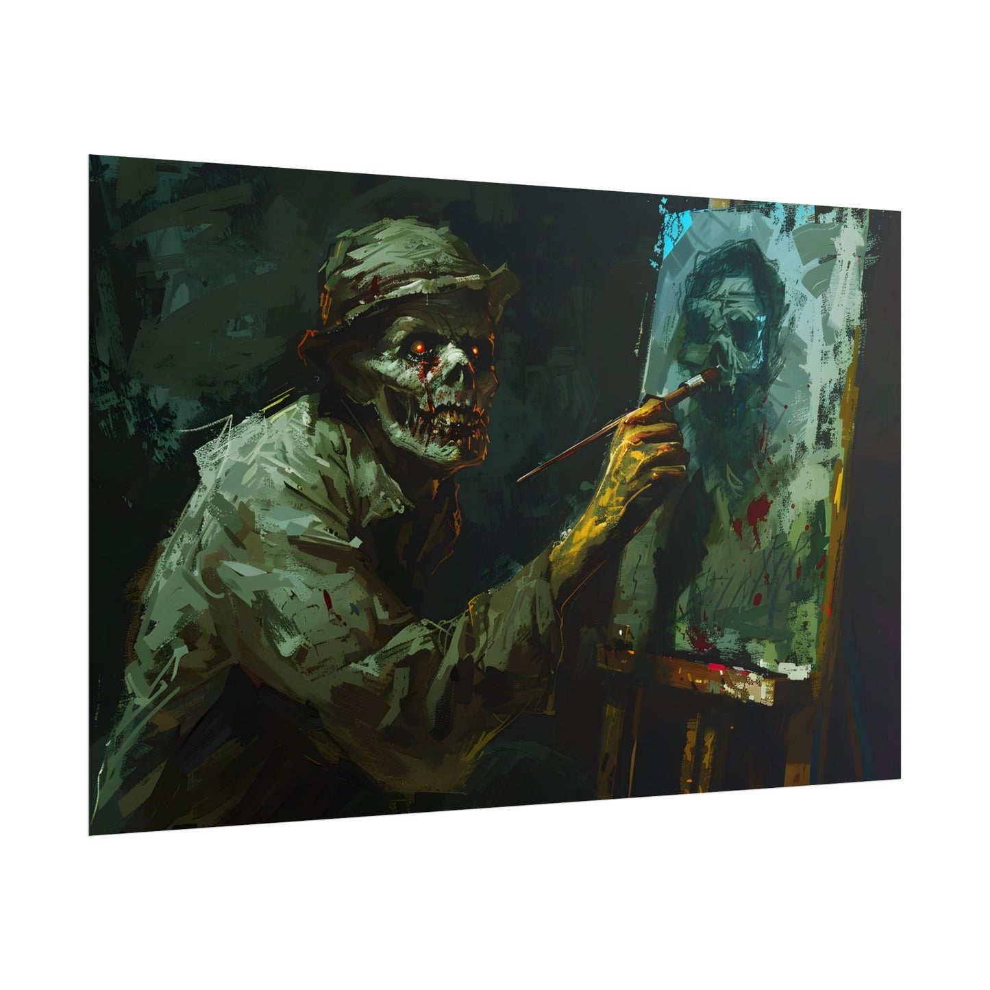 Zombie Painter in Action: Original Digital Art Piece - Poster
