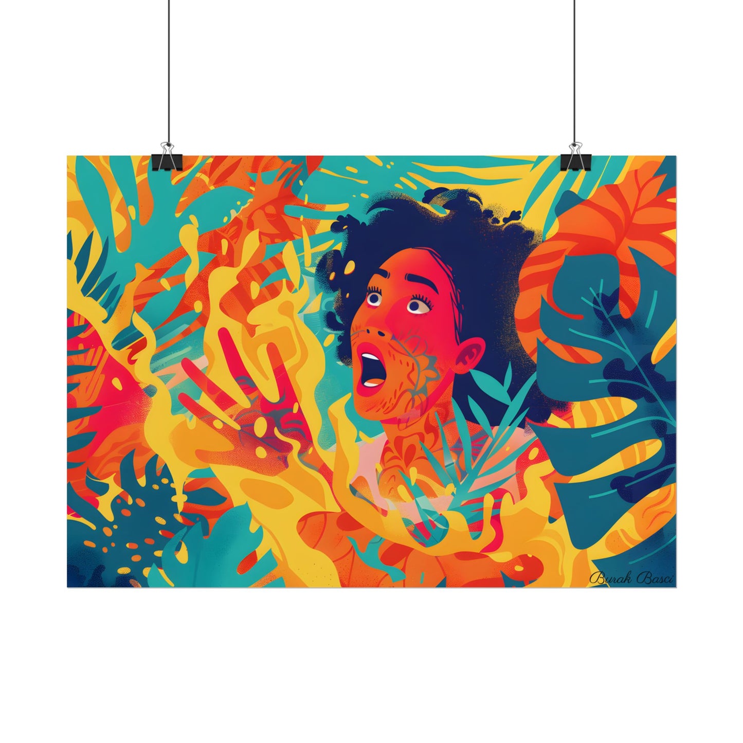 Whimsical Plant Illustration: Digital Cartoon Art - Poster