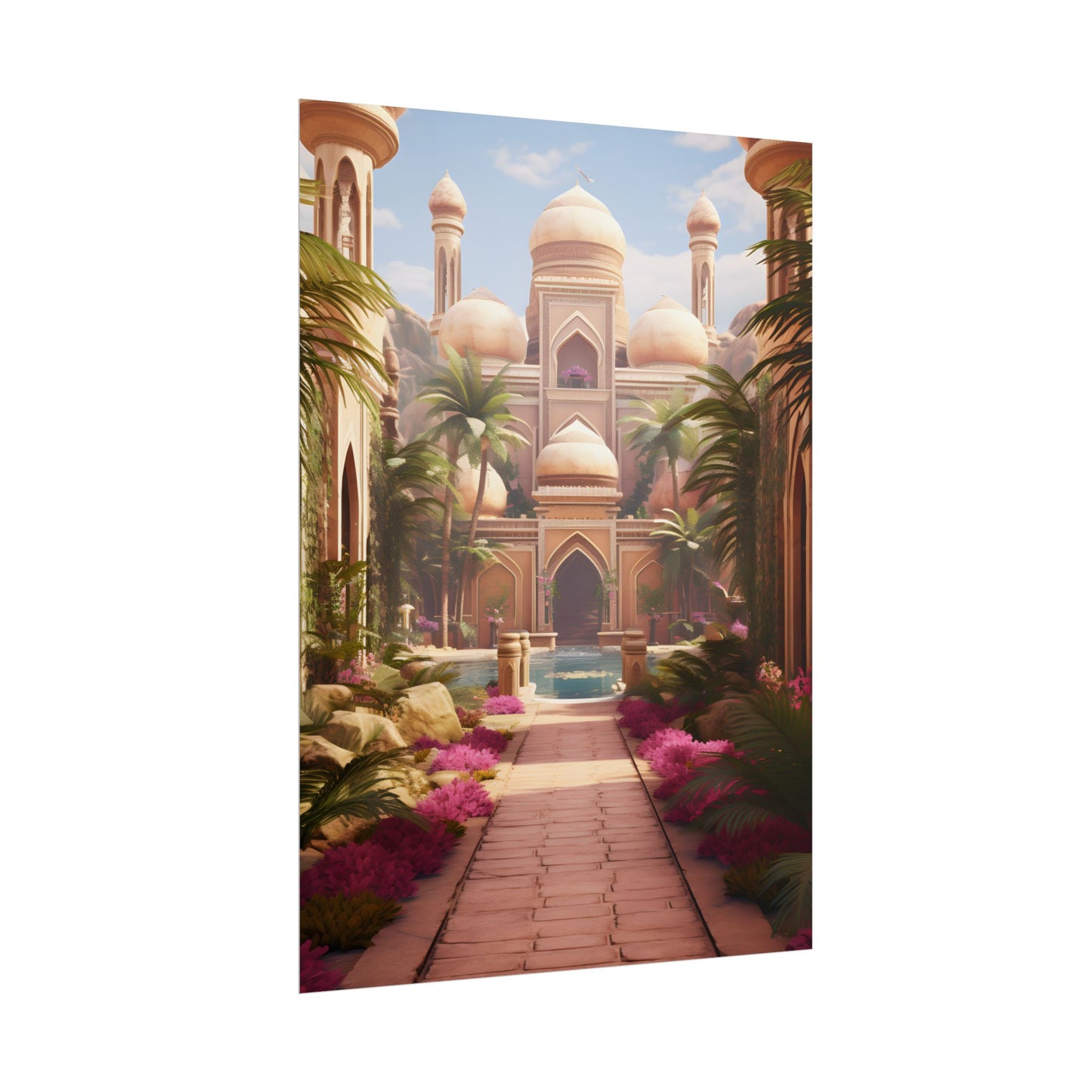 Hidden Arabian Desert Paradise: Serene Oasis Art - Poster