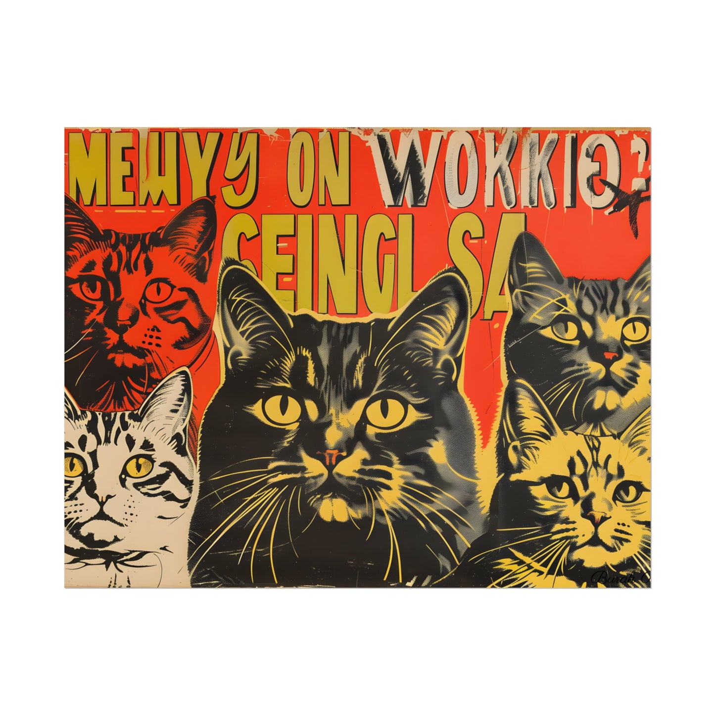 Whisked Away: A Soviet-Inspired Poster Featuring Multiple Feline Friends - Poster