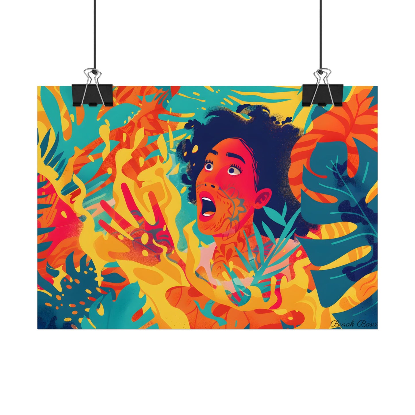 Whimsical Plant Illustration: Digital Cartoon Art - Poster