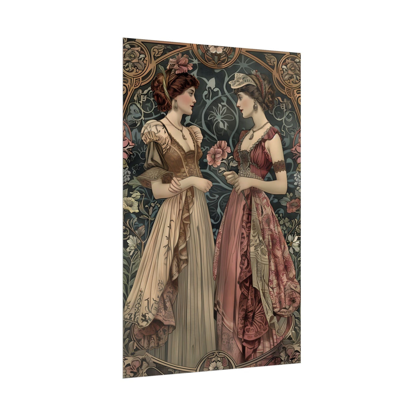 Women in Ornate Attire: Formal Primrose Ceremony - Poster