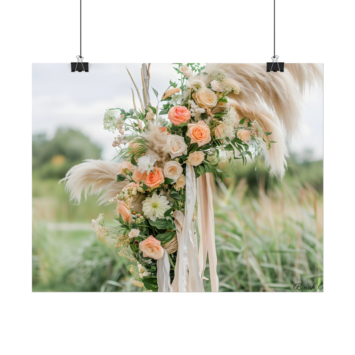 Whimsical Floral Wonders: Vibrant Pampas Garden Art - Poster
