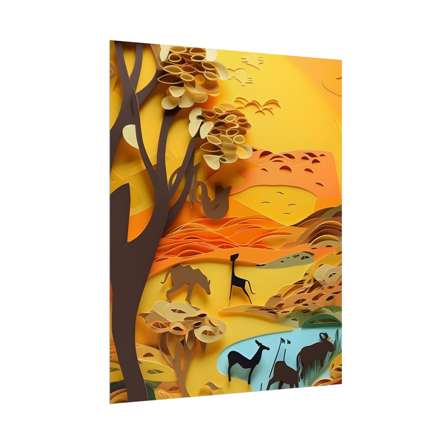Vibrant African Landscape: Paper Quilling Art - Poster
