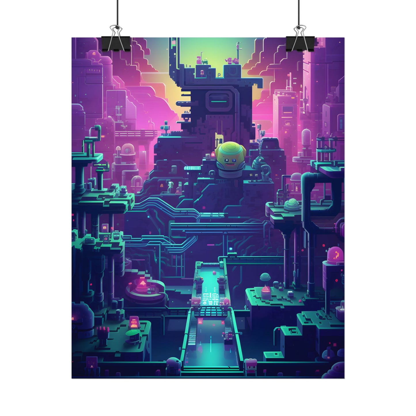 Vibrant Cyber-Pets: Gamified Pixelated Digital Art - Poster