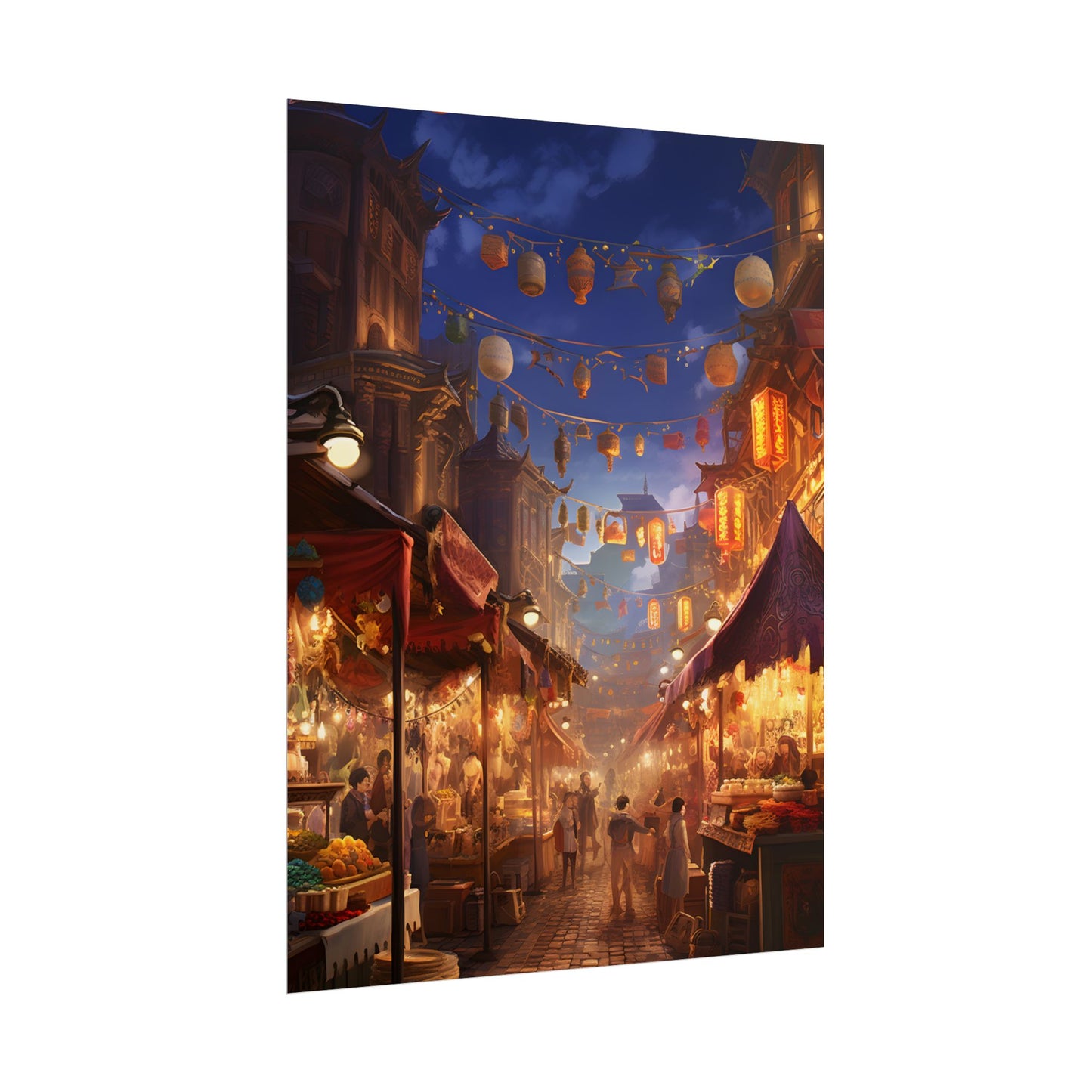 Enchanting Evening Street Food Market: A Vibrant Gathering - Poster