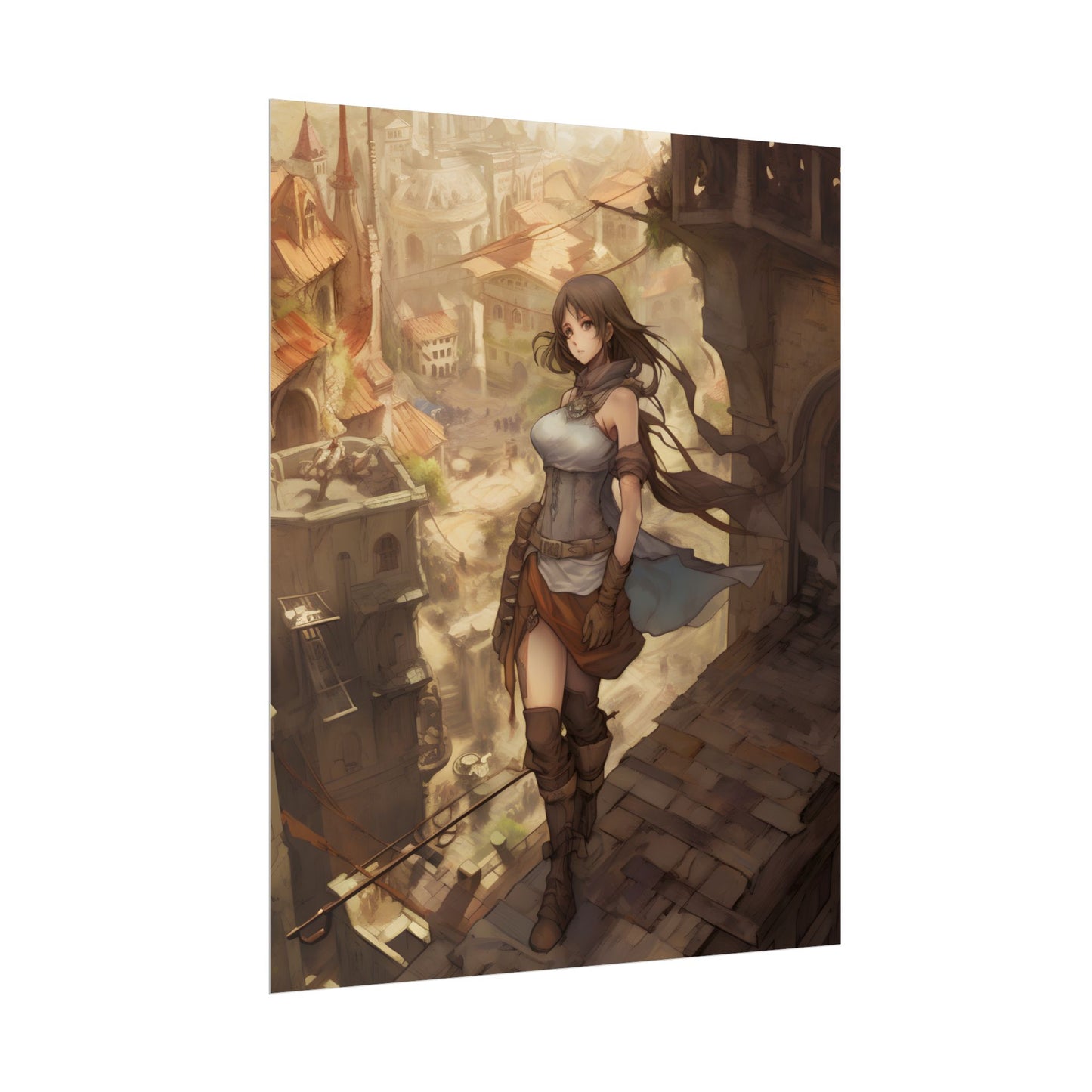 Anime Landscape Serenity: Peaceful Tree Scene Artwork - Poster