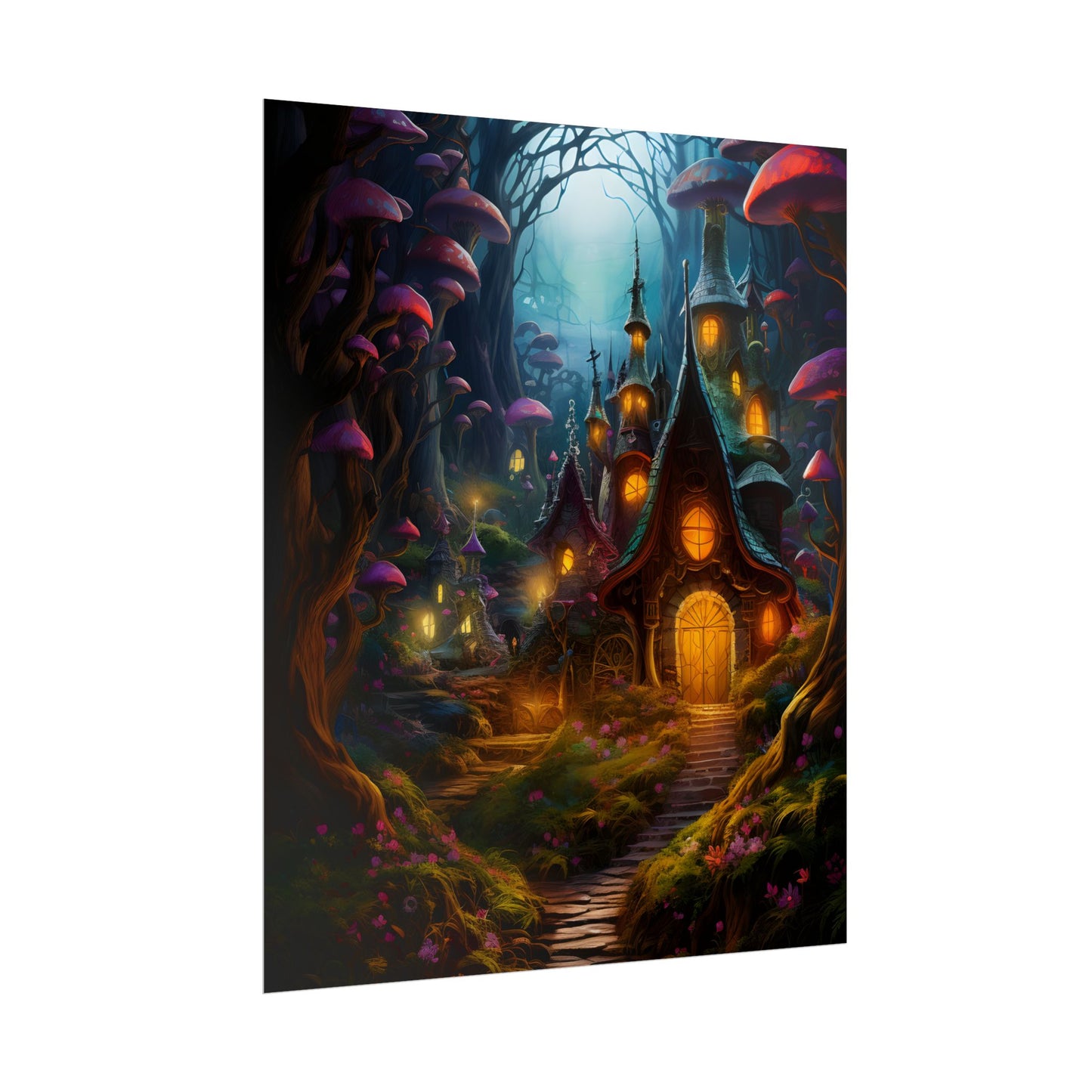 Enchanted Forest Boy: Whimsical Fairy Tale Scene - Poster