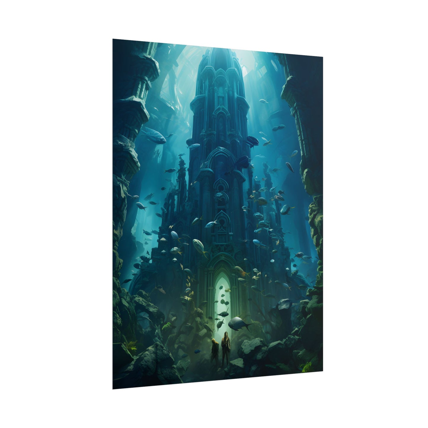 Sunken Ancient City: Underwater Ruins Digital Art - Poster