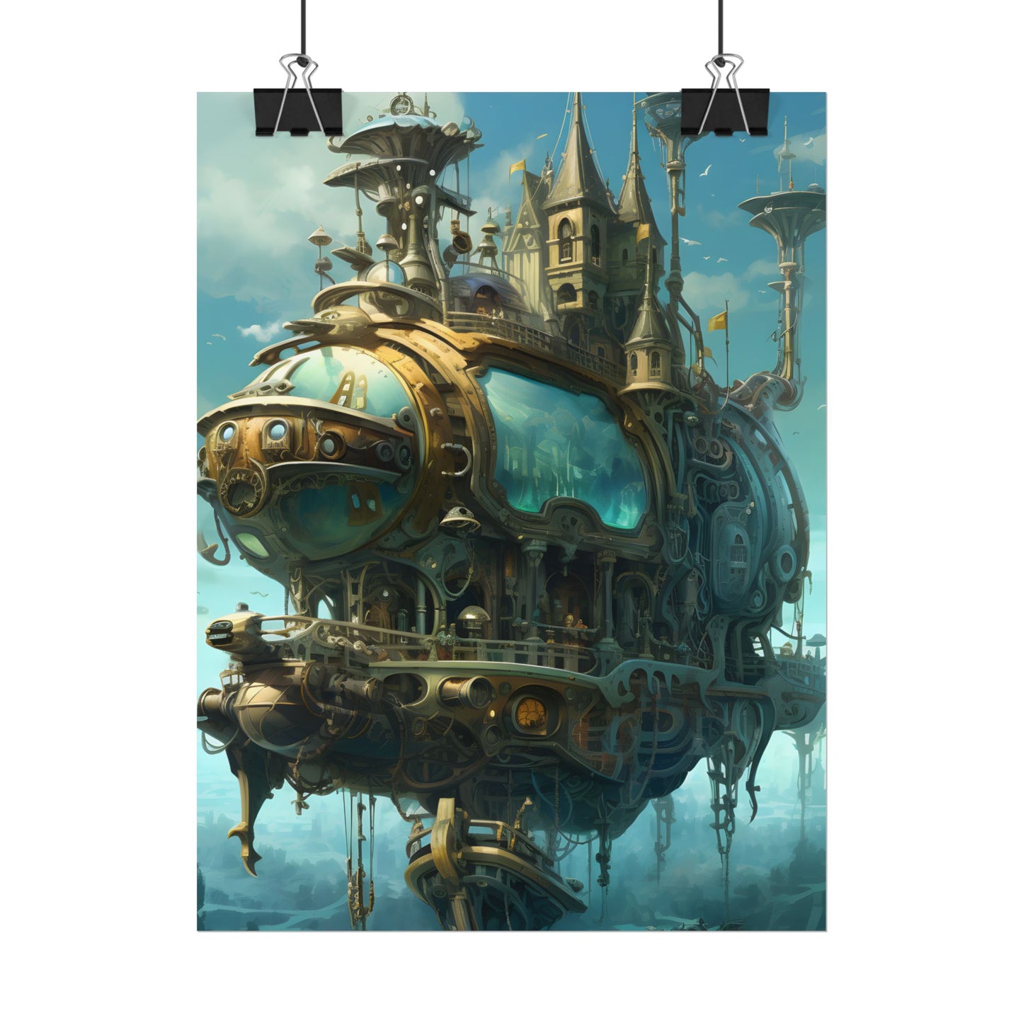 Steampunk Oceanic Adventure: A Crew's Journey Through Mechanical Tides - Poster