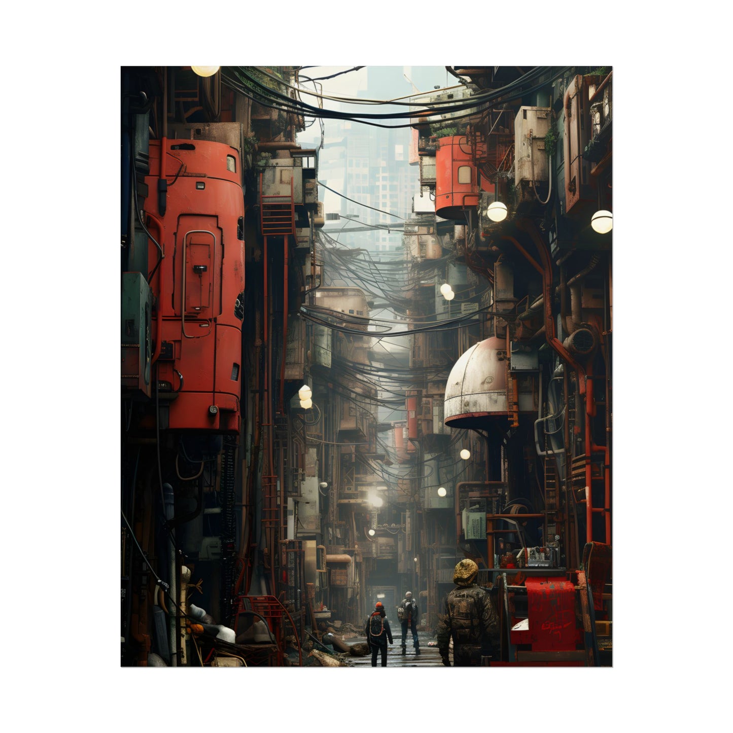 A New Era Unfolds: Post-Apocalyptic Steampunk Cityscape - Poster