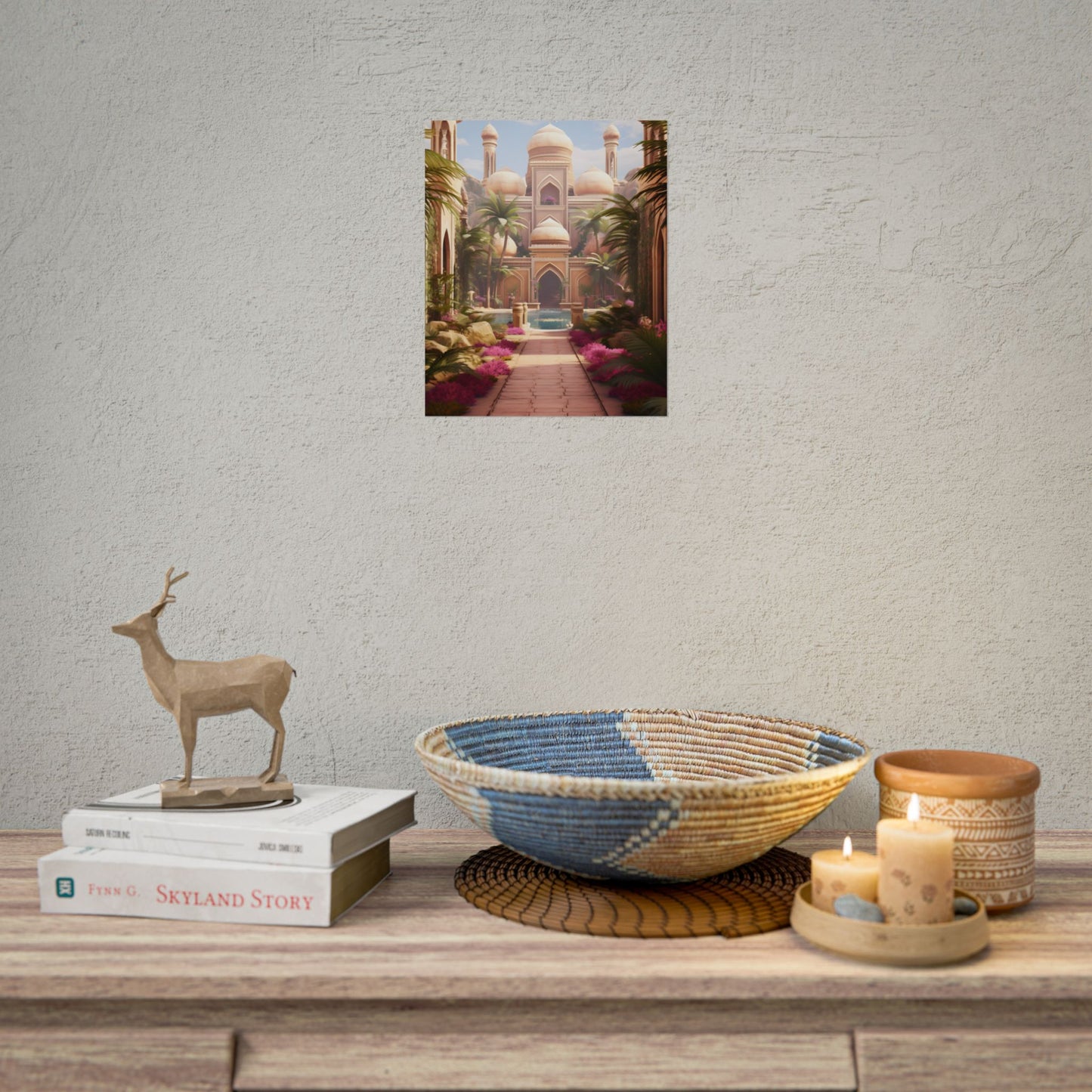 Hidden Arabian Desert Paradise: Serene Oasis Art - Poster