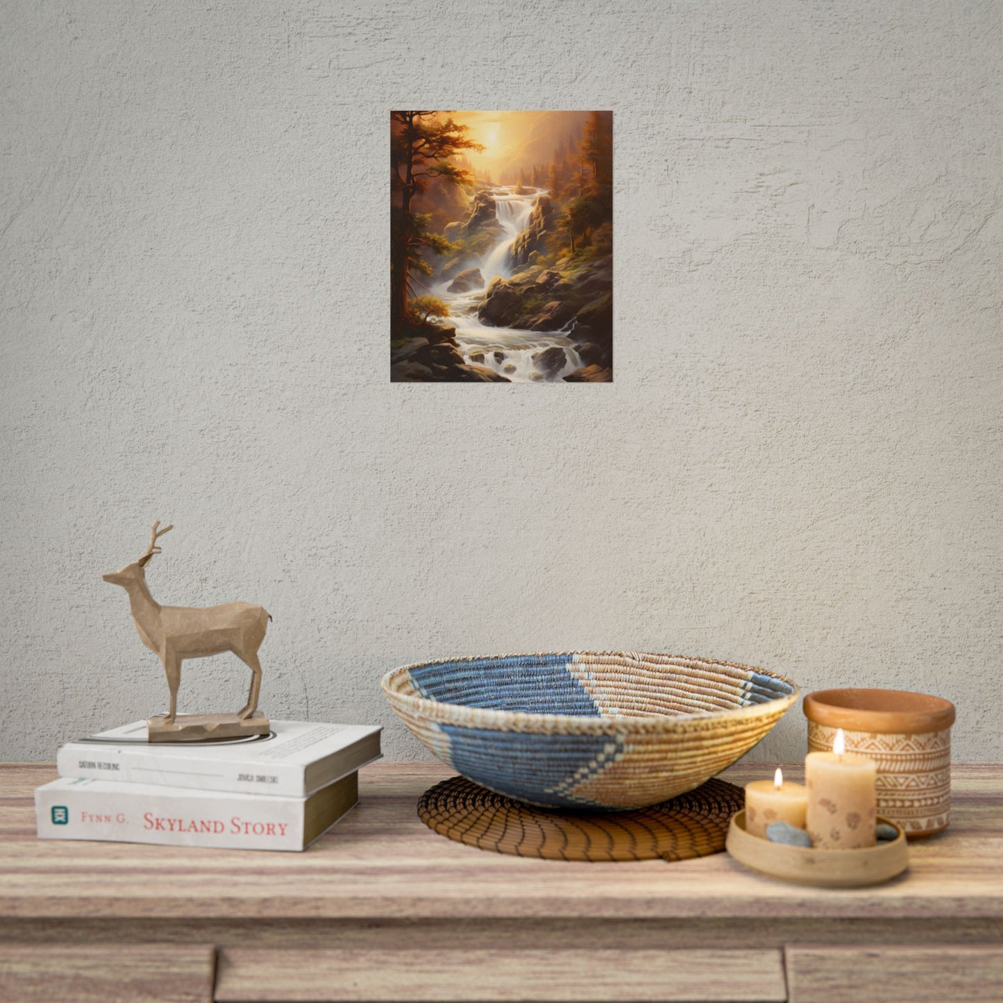 Breathtaking Waterfall: Oil Painting Artwork - Poster