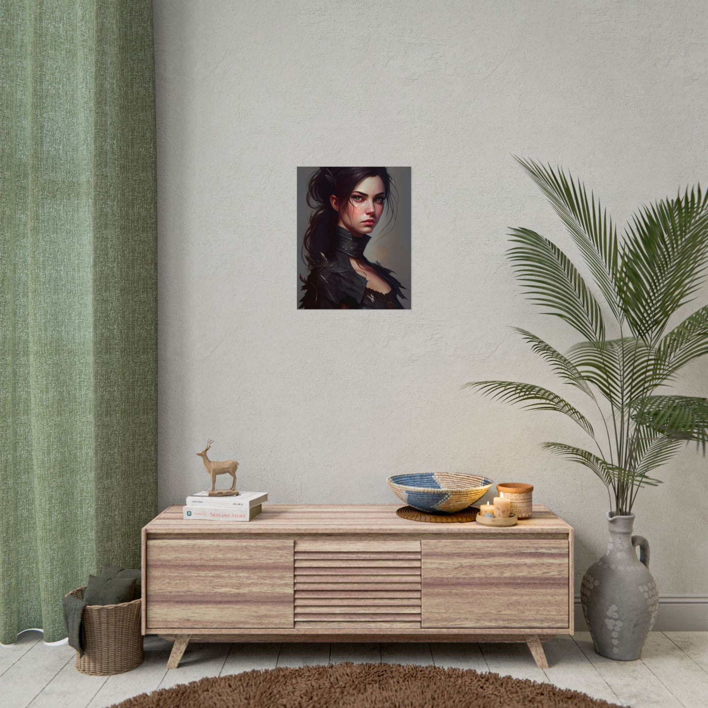 Artistic Female Portrait: Elegant Dress Digital Artwork - Poster