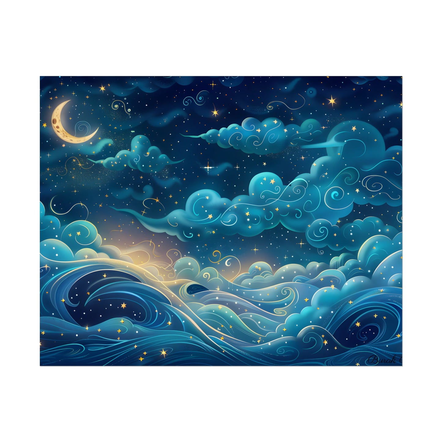 Twinkling Stellar Night Sky: Whimsical Dreamy Artwork - Poster