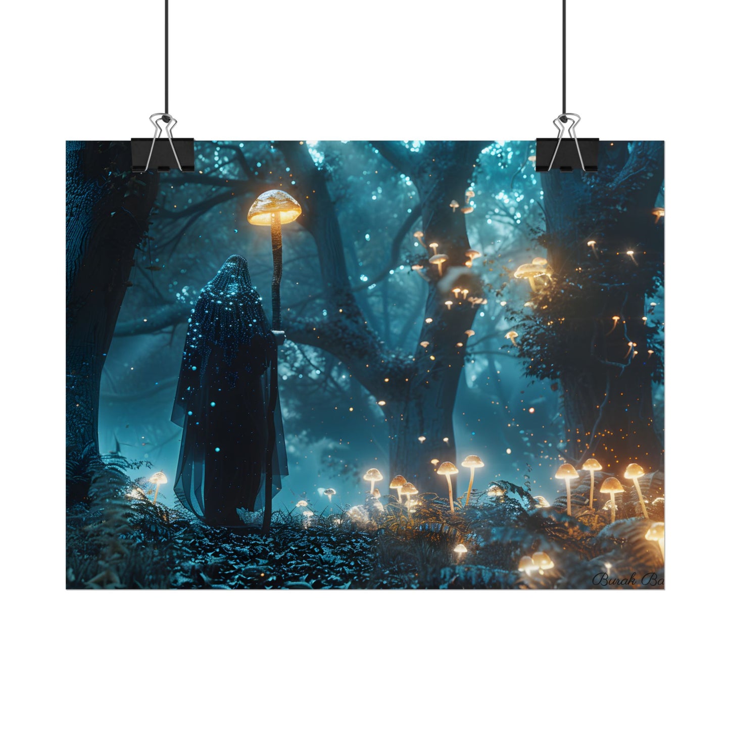 Whispers of Ancient Magic in a Moonlit Mystical Forest - Poster