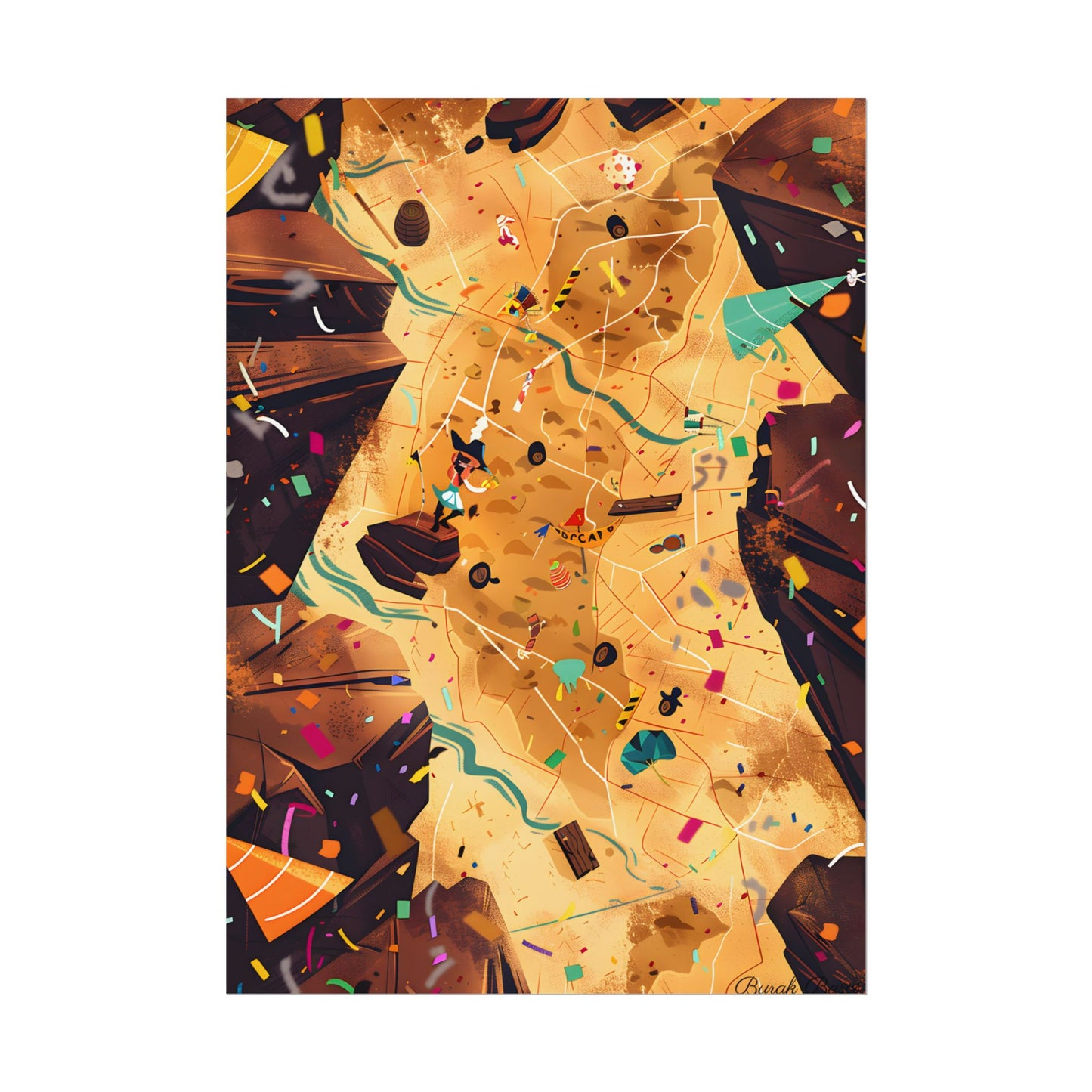 Whimsical Illustration: Classic Facial Features - Poster